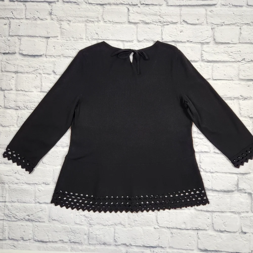 Talbots Shirt Womens Large Black Lace Trim - Picture 4 of 12